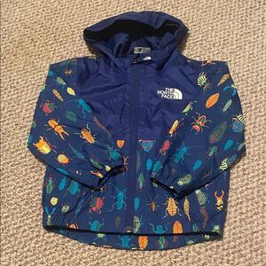 The North Face Kids Raincoat - Blue with Multicolor Insect Print